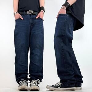 Vintage y2k dark wash grunge baggy wide leg faded archive skater jeans